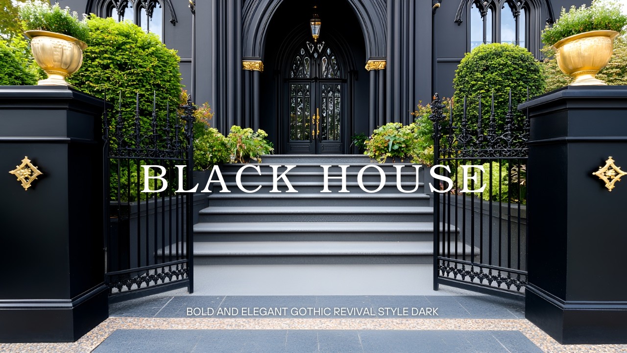 Designing a Modern Black House in a Bold and Elegant Gothic Revival Style Dark Aesthetic