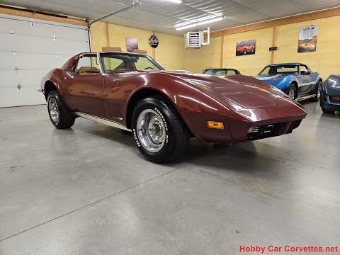 1973 Burgundy Big Block 4spd Corvette For Sale Video