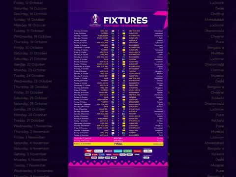 World Cup 2023 Fixtures |WC 2023 Schedule #cricket #iccworldcup