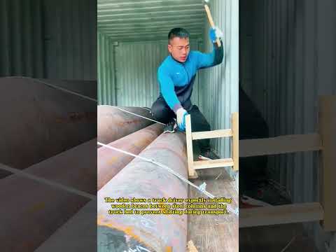 Genius Hack: How Truckers Secure Massive Steel Beams with Simple Wooden Blocks!