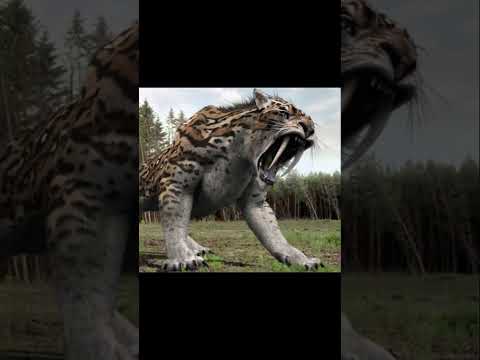 2023 Smilodon tiger 🐯🐯 V/s 5000 bce Smilodon tiger mythical biology #shortvideo #viral