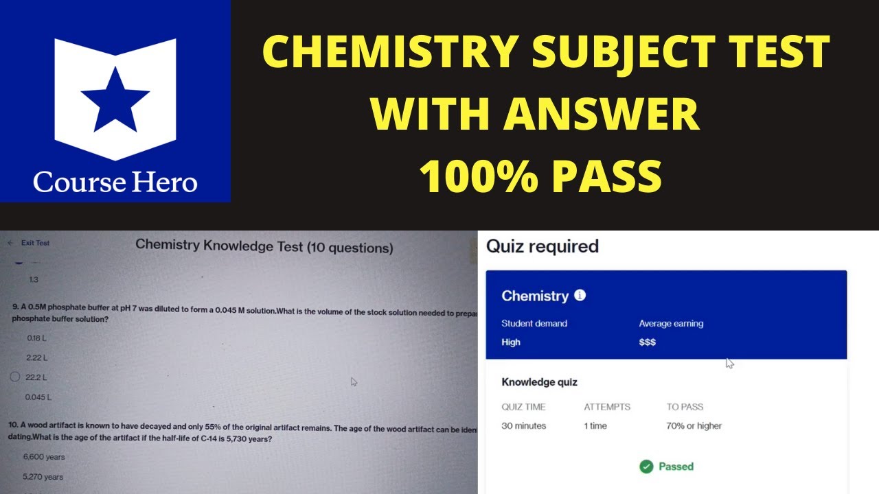 Course Hero chemistry subject test with answer || Clear course hero subject test || chemistry test |