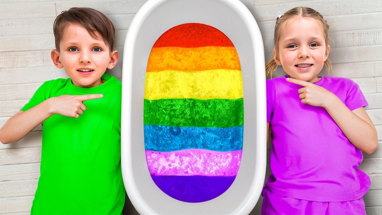 Kids Make Giant Slime and Play Funny Challenges