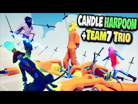 Candle Harpooner (+Team 7 Trio from NARUTO) vs Every Unit #2 - TABS MODS GAMEPLAY