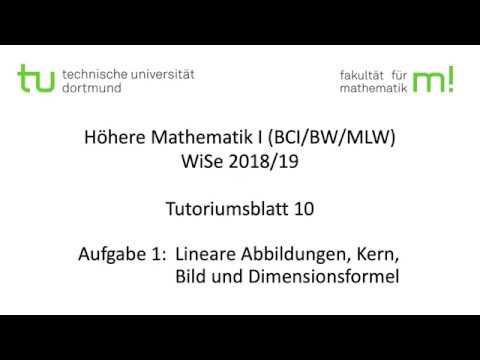 Lineare Abbildungen, Kern, Bild-- TU Dortmund, Höhere Mathematik I (BCI/BW/MLW), WS2018/19 (TB10 A1)