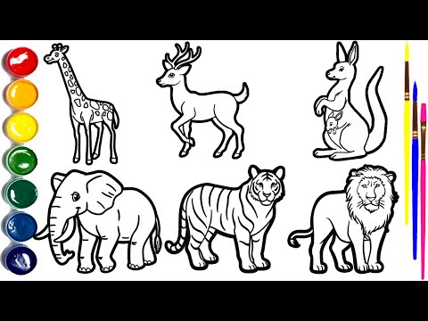 DRAW Amazing Animals in Minutes  Children Draw Animals🦒🦌🦘🐘🐅🦁