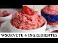 SORVETE DE MORANGO COM 4 INGREDIENTES RECEITAS QUE AMO