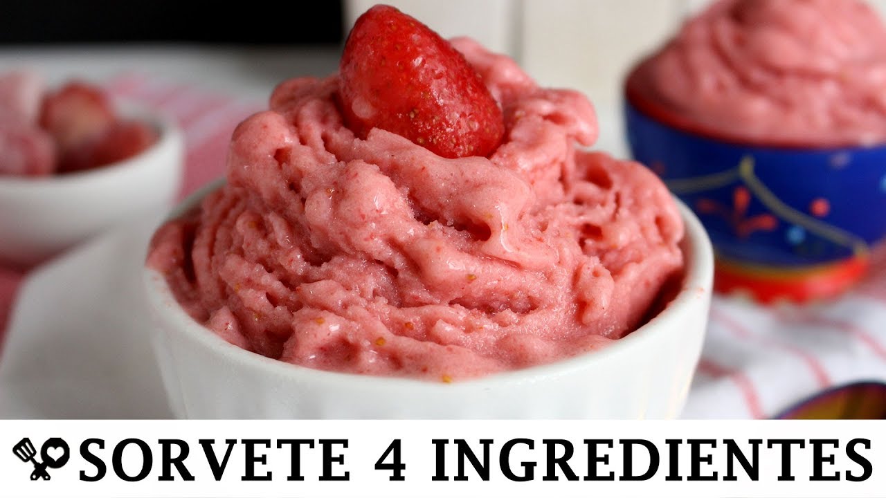 Watch Now SORVETE DE MORANGO COM 4 INGREDIENTES - RECEITAS QUE AMO SORVETE DE MORANGO COM 4 INGREDIENTES - RECEITAS QUE AMO