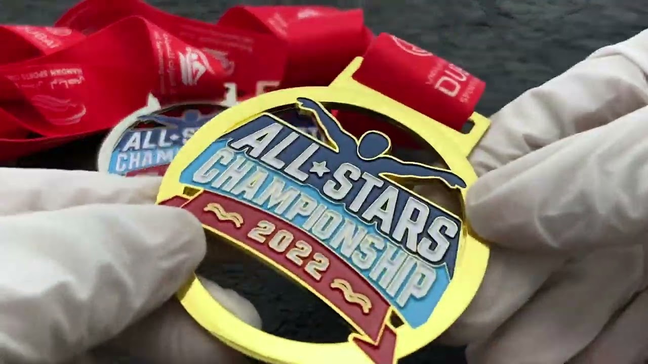 1428-All Star Hollow Soft Enamel Swimming Medal