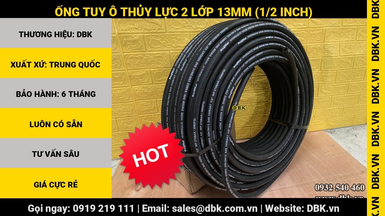 Video Ống tuy ô thủy lực 2 lớp 13mm (1/2 inch) - Ống tuy ô thủy lực 2 lớp 13mm (1/2 inch)