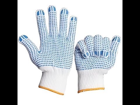 White On Blue Dotted Fine Quality Safety Hand Gloves