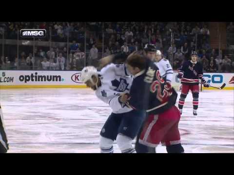 Ryane Clowe vs Mark Fraser fight April 10 2013 Toronto Maple Leafs vs NY Rangers NHL Hockey