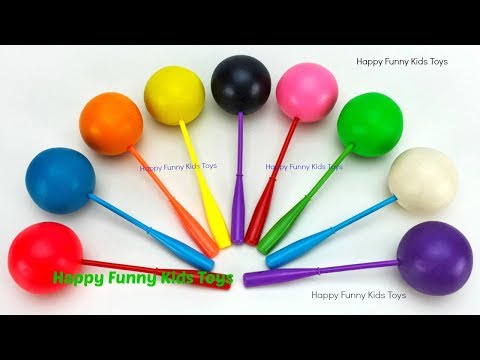 Learn Colors with Play Doh Lollipop and Cookie Molds, Surprise Toys Fun for Kids