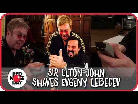 Sir Elton John Shaves Evgeny Lebedev (owner of Evening Standard & The Independent)