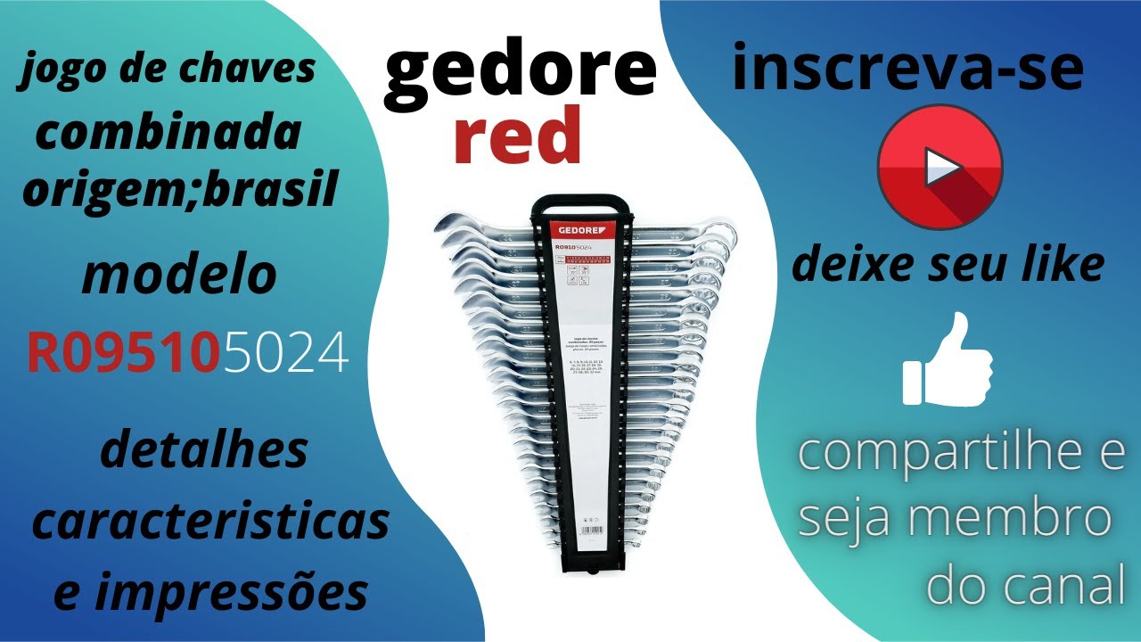 jogo de chave combinada 6 a 32 mm gedore red 24 peças made in Brasil detalhes e características