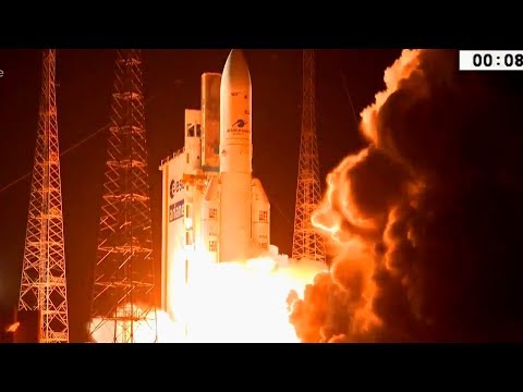 Ariane 5 VA241 Liftoff With SES 14 And Al Yah 3 Communications Satellites