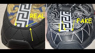 How to spot fake Versace Trigreca trainers. Real vs fake Versace Tri greca shoes