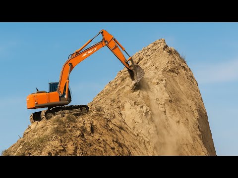 HILL DESTRUCTION: How to Break a Hill with an Excavator Machine! #excavators #stonemachinery #jcb 