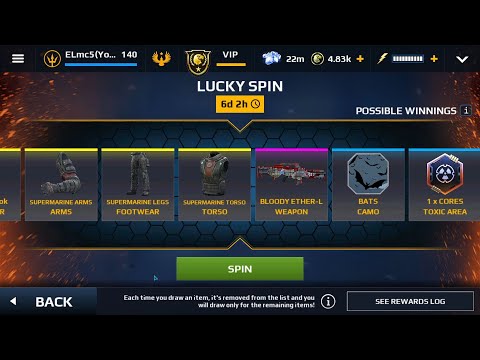 Modern Combat 5 Lucky Spin and Ronin with Overcharged VERR (Cores at the end)