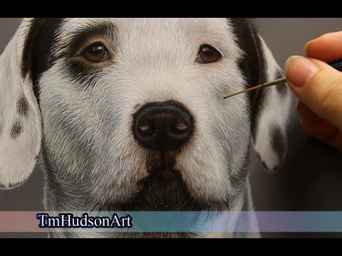 How to paint realistic wirey white fur in acrylic - complete painting tutorial.