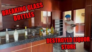 BREAKING EVERY GLASS BOTTLE INSIDE A LIQUOR STORE!