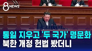 통일 지우고 '두 국가' 명문화..북 개정 헌법 봤더니 / SBS 8뉴스