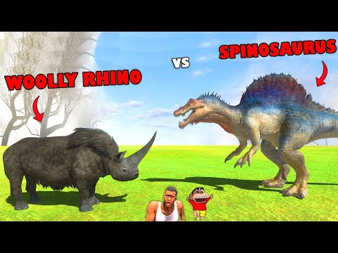 WOOLLY RHINO vs SPINOSAURUS, T-REX and EVERY DINOSAUR in Animal Revolt Battle Simulator |NOOB HACKER