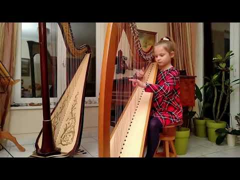 Kornélia Harmath (7 y.o.) harp. Ground in F with variations by Henry Purcell