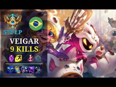 Veigar Mid vs Pantheon - 9 kills - Lora Da Xrc Rosa BR Challenger (572 LP) Patch 11.3