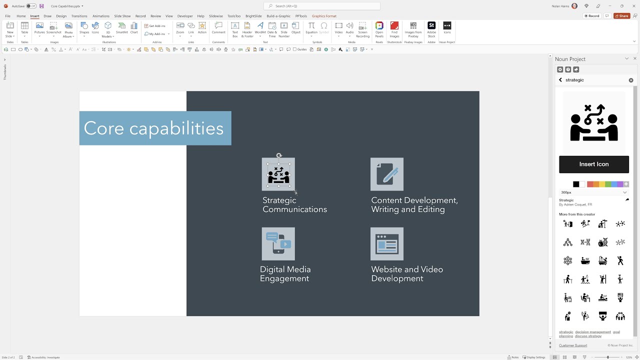 Using the Noun Project Add-in for PowerPoint