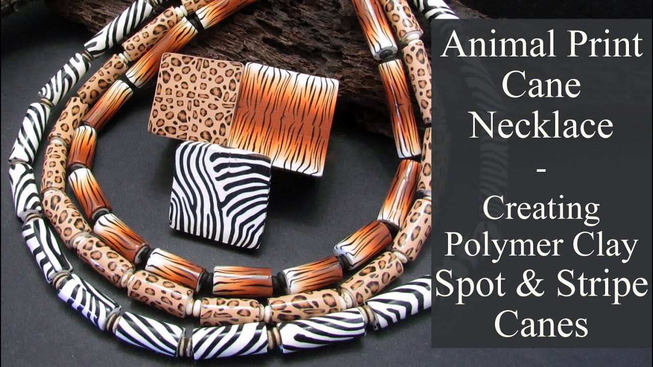 Clay Animal Print Cane Necklace - Leopard & Tiger Patterns from Polymer Clay