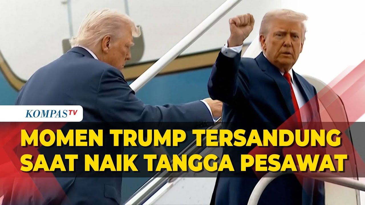 Detik-Detik Donald Trump Tersandung di Tangga Pesawat Air Force One usai Singgung Demo Los Angeles