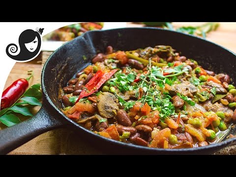 Rougaille with Red Kidney Beans and Mushrooms - Mauritian Creole dish (vegan/vegetarian recipe)
