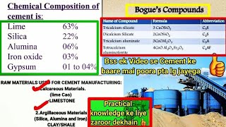 Chemical composition of cement and their functions || Function of each element of cement
