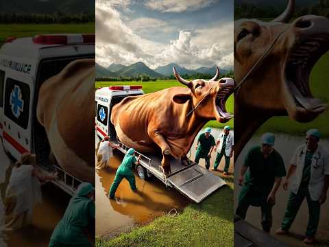 Heavy pregnant cow rescued by doctors from cow farm #humanity #animals #cow #treatment #veternary