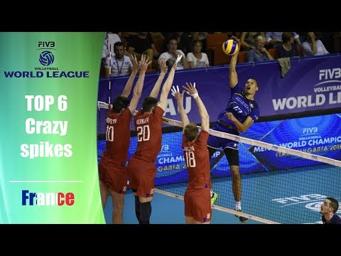 TOP 6 - Crazy Spikes by Stephen Boyer | FIVB World League 2017 | France - Brasil