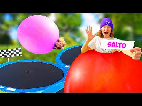 TRAMPOLINE vs GIANT BALLOON Challenge 2! (with AIRTRACK Parkour!)