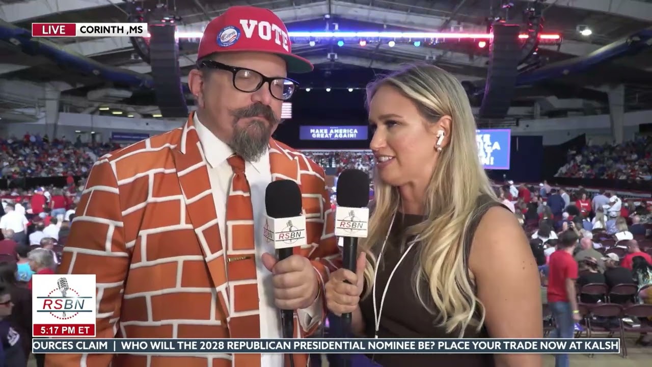 The Iconic "Mr. Brick Suit" Joins RSBN at a Packed Corinth Trump Rally - 10/26/26