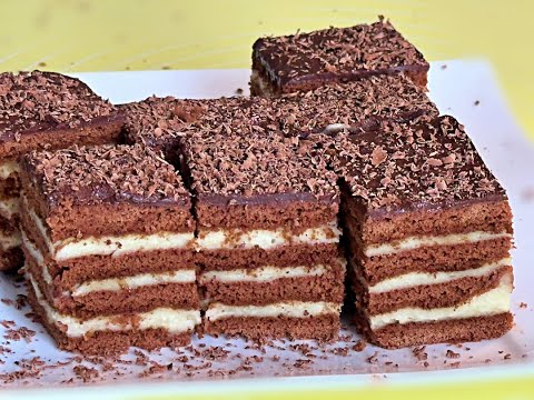 Prajitura cu foi cu miere si cacao, umpluta cu crema de vanilie #640