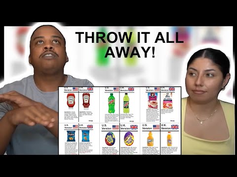 AMERICANS REACT TO: FOOD IN AMERICA VS THE UK | SHOCKING DIFFERENCES