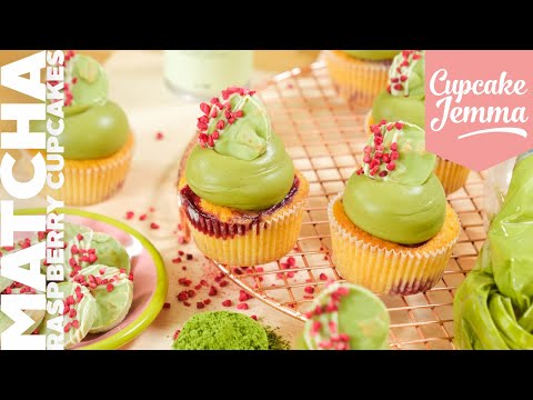 Matcha, White Chocolate & Raspberry Cupcakes Recipe | CupcakeJemma