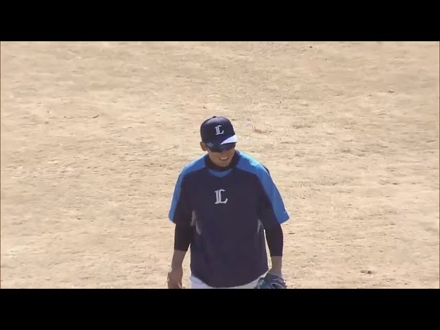 【ライオンズ春季キャンプ】ライオンズ・栗山 元気に声を出してノックを受ける!! 2021/2/19