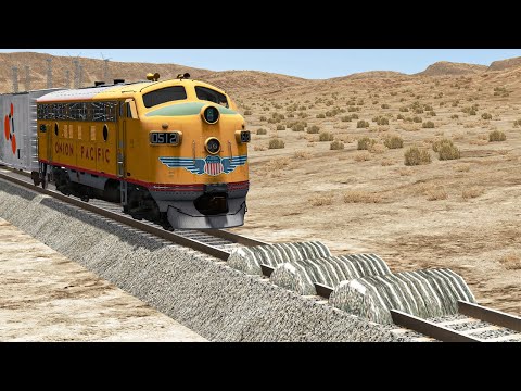 Trains vs Massive Speed Bumps - BeamNG.drive