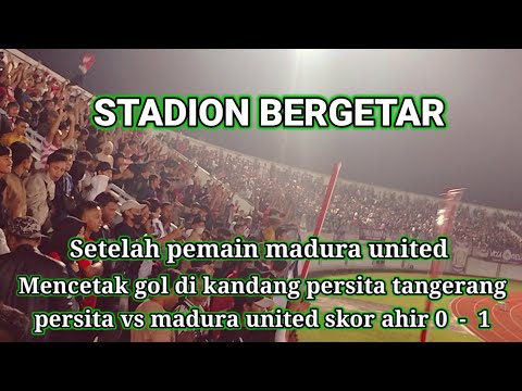 Aksi K-conk bikin tribun bergetar setelah madura united mencetak gol di kandang persita tangerang