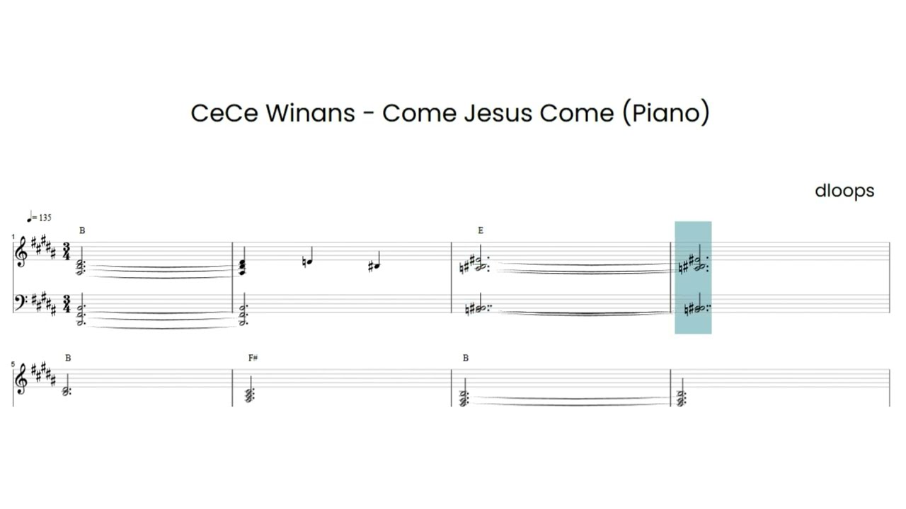 CeCe Winans - Come Jesus Come | Piano Sheet Music