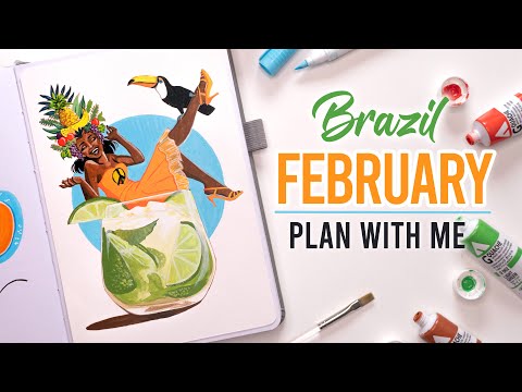 , title : 'February Art Travel Journal Setup 2023 PLAN WITH ME Brazil'