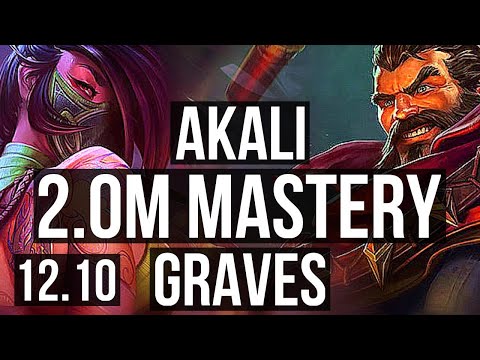 AKALI vs GRAVES (TOP) | 11/1/8, 2000+ games, 2.0M mastery, 6 solo kills | KR Master | 12.10