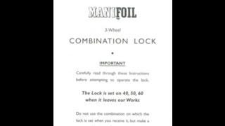 Instruction Manual For Chubb MK4 Manifoil 3 Wheel Combination Lock