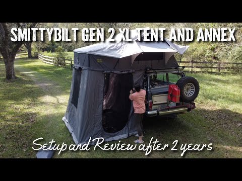 SOLO setup of Smittybilt Gen 2 XL with annex and our Review after 2 years! #smittybilt #overland