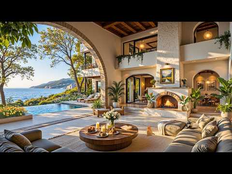 Gentle Jazz In Peaceful Spring For Focus | Calm Jazz & Fireplace For Study, Work